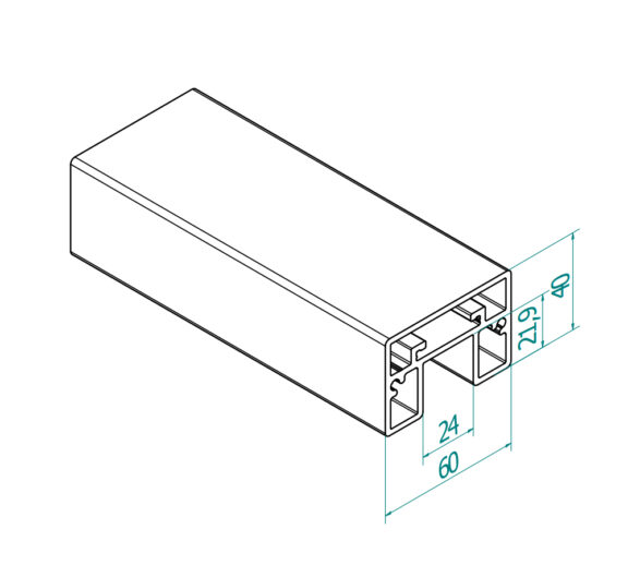 Kantikas lasiurallinen 60x40mm käsijohdeprofiili, harjattu RST-efekti - Image 2